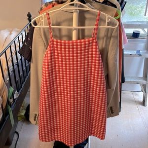 Zara pink and white gingham print dress, size M.